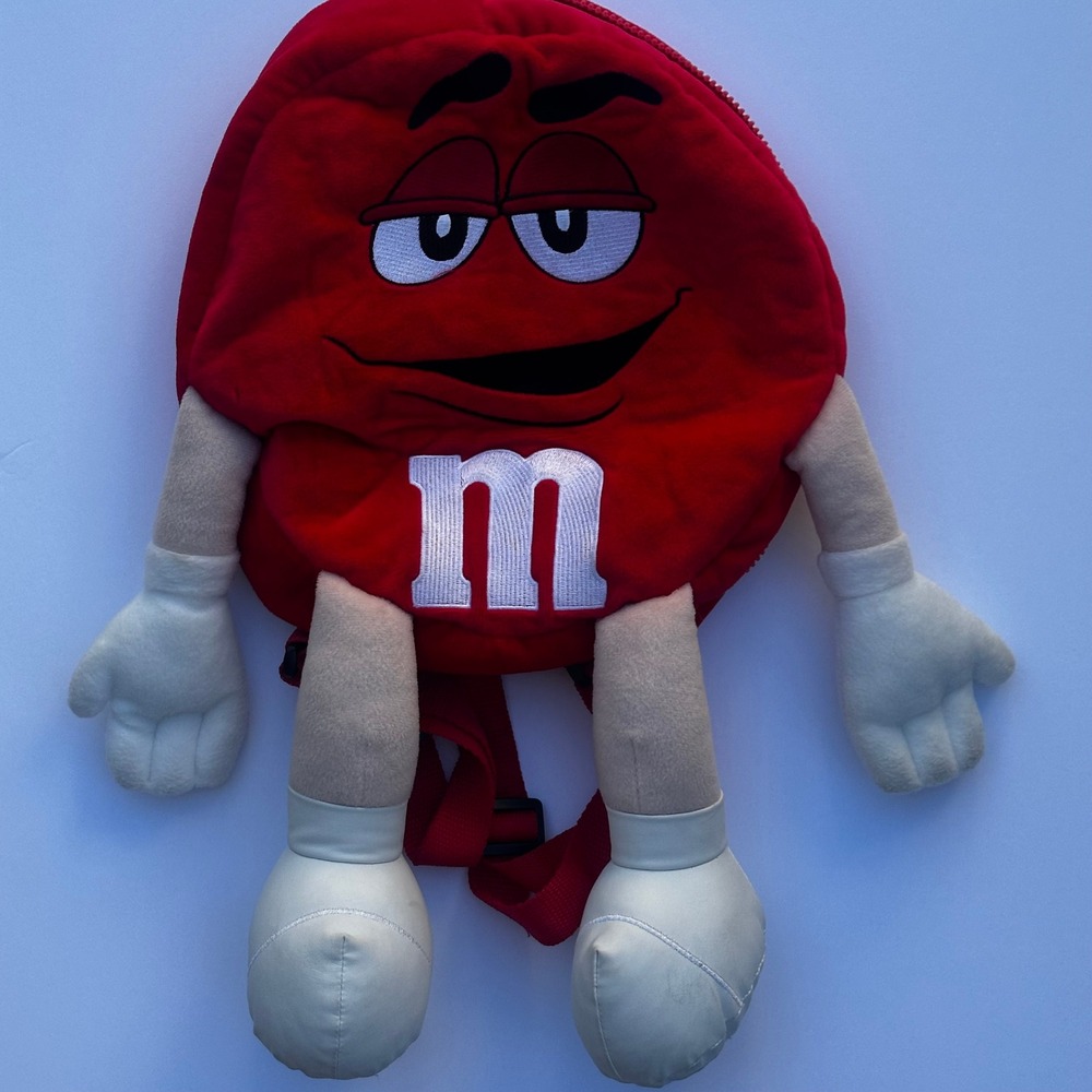 M&M's World Red M&M Plush Character Backpack Kids Novelty Bag Red 2009 - Picture 2 of 9